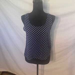 Poetry Clothing Purple White Polka Dot Tank Top Sleeveless Chiffon Medium